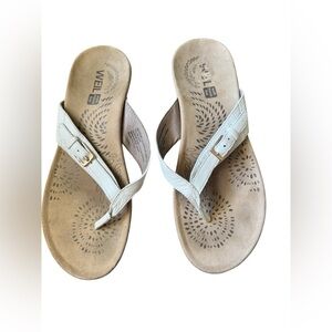 Dr. Andrew Weil Womens Sandal 9 White Leather Orthopedic Flip Flop Shoes